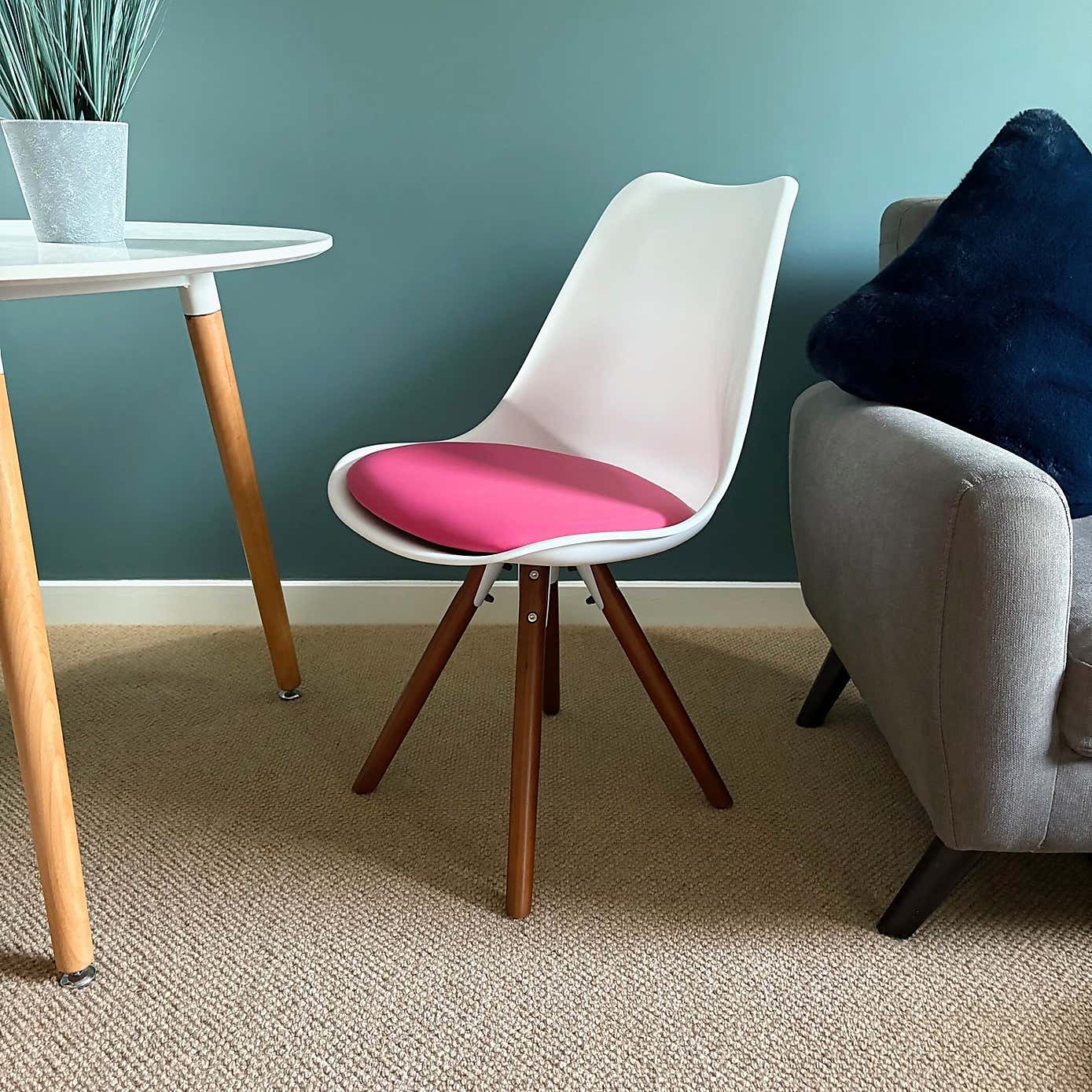 Fusion Living Soho White Plastic Dining Chair with Pyramid Legs