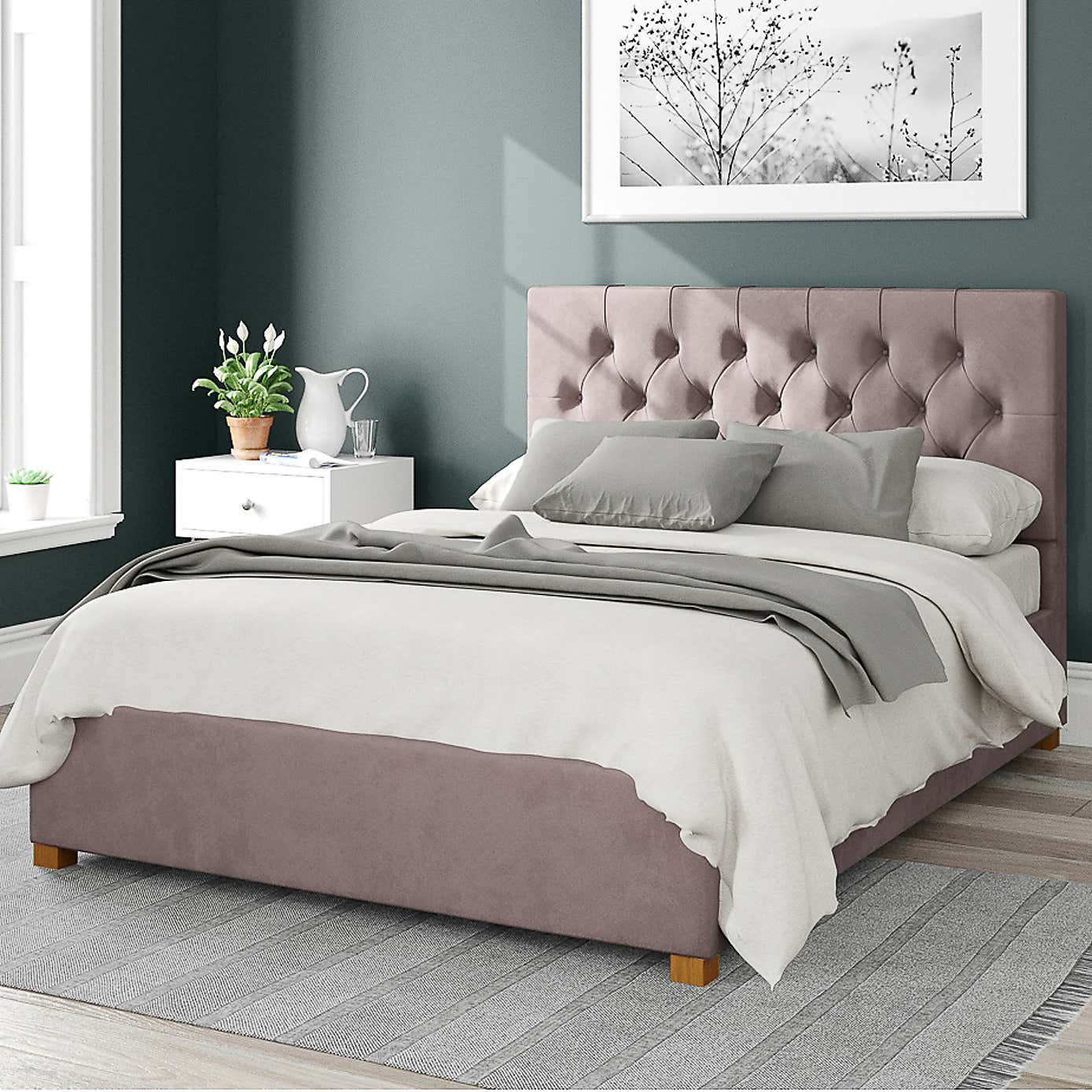 Olivier Plush Velvet Ottoman Bed