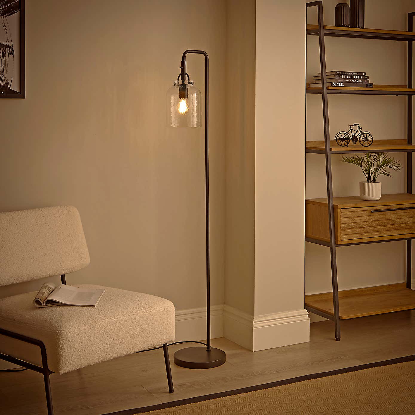 Henri Industrial Mottled Glass Floor Lamp