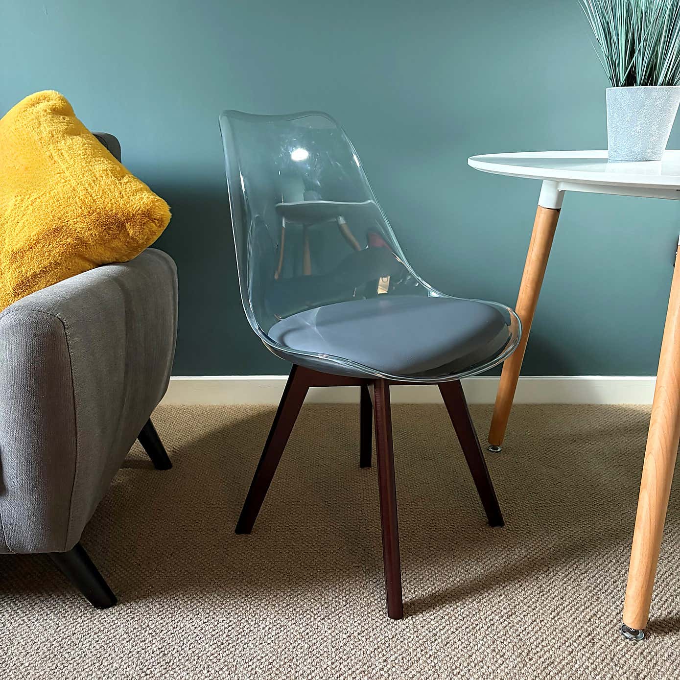 Fusion Living Soho Clear Plastic Dining Chair with Squared Legs