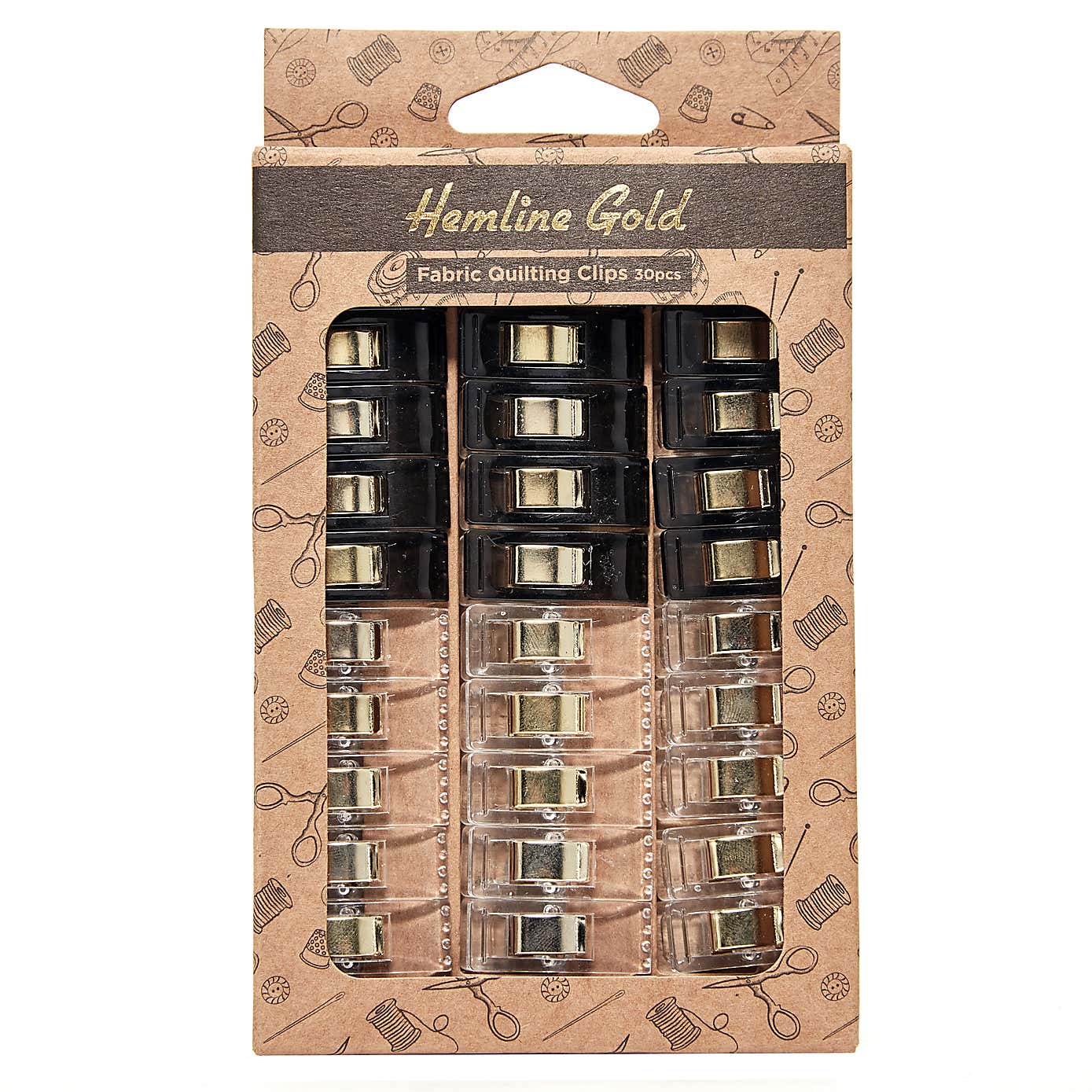 Hemline Gold Pack of 30 Quilt Clips