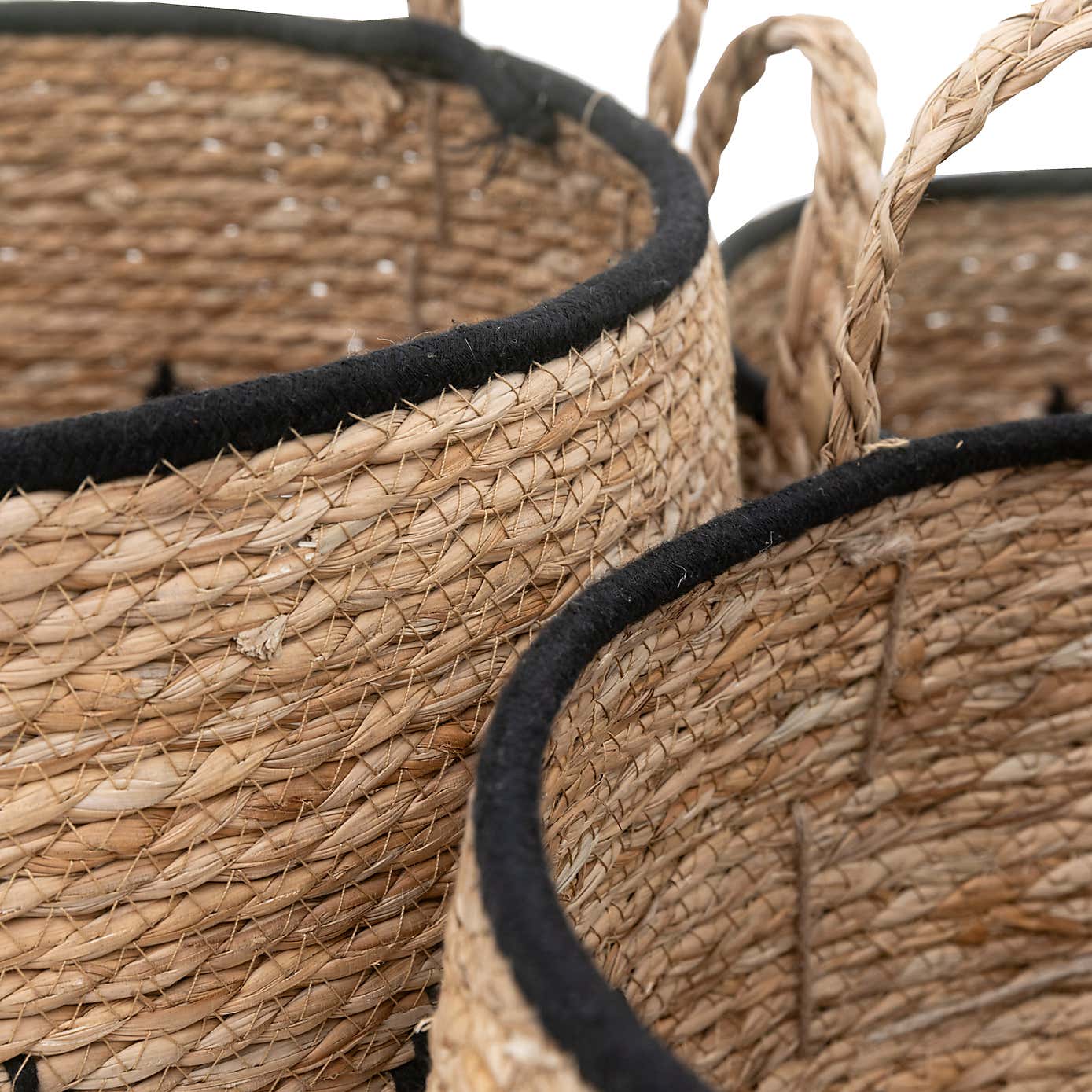 Set of 3 Hima Natural and Black Storage Baskets
