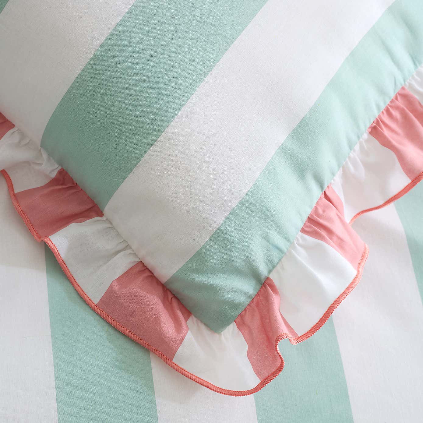 Emmy Frilled Stripe 100% Cotton Duvet Cover and Pillowcase Set