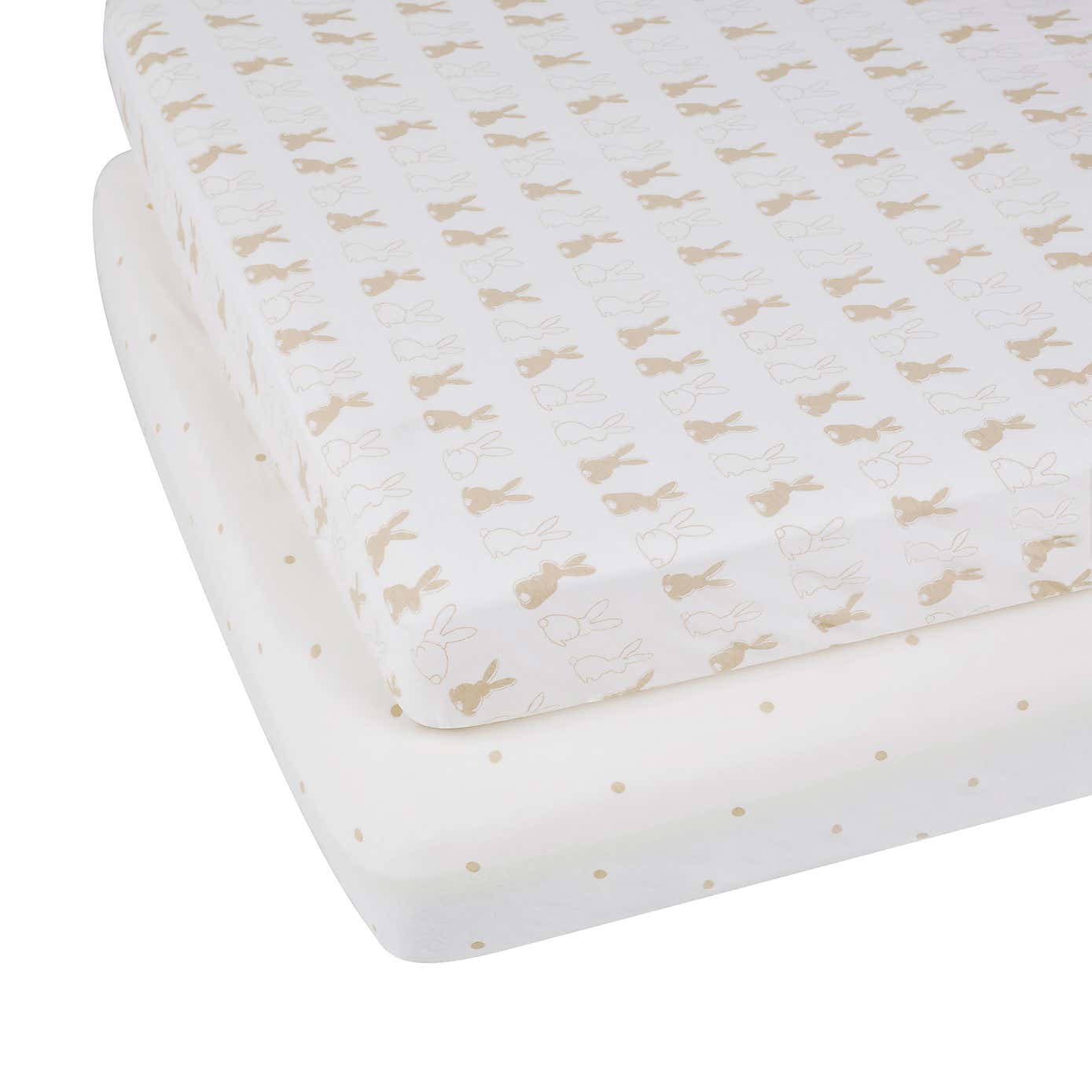 Ickle Bubba Pack of 2 Bunnychino Fitted Cotbed Sheets