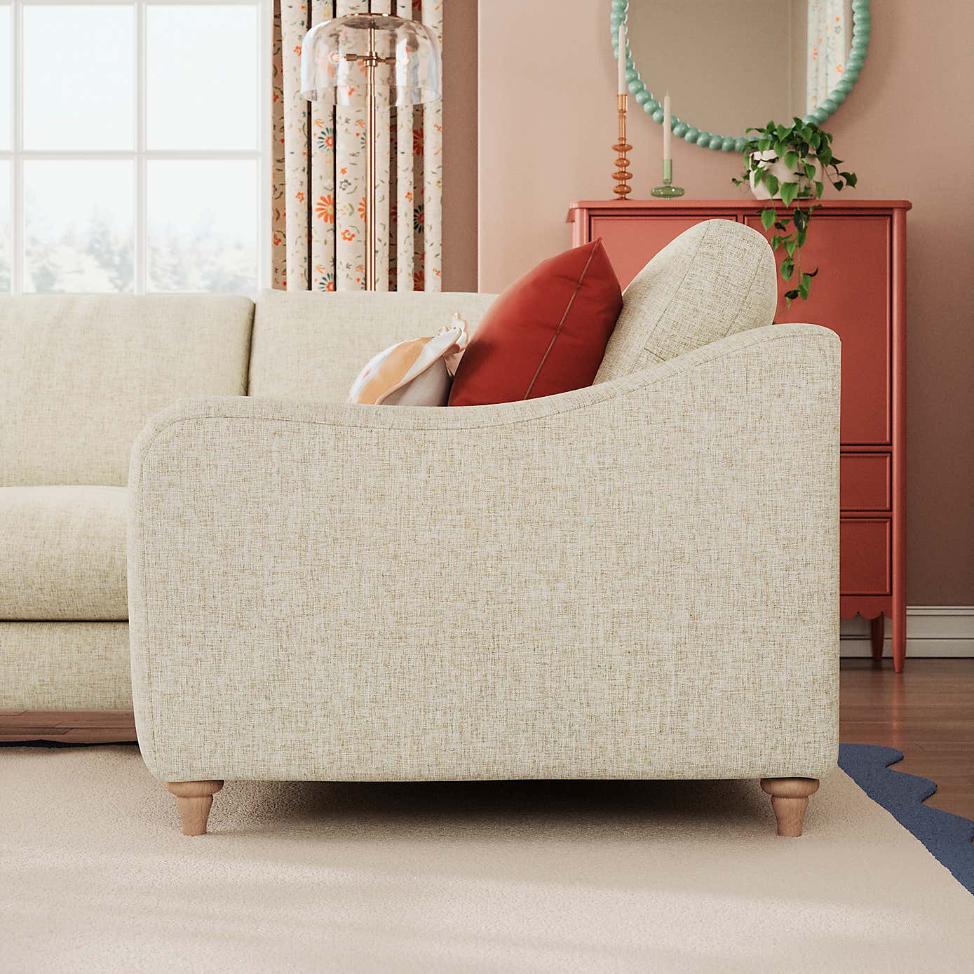 Hattie Slub Faux Linen Corner Sofa
