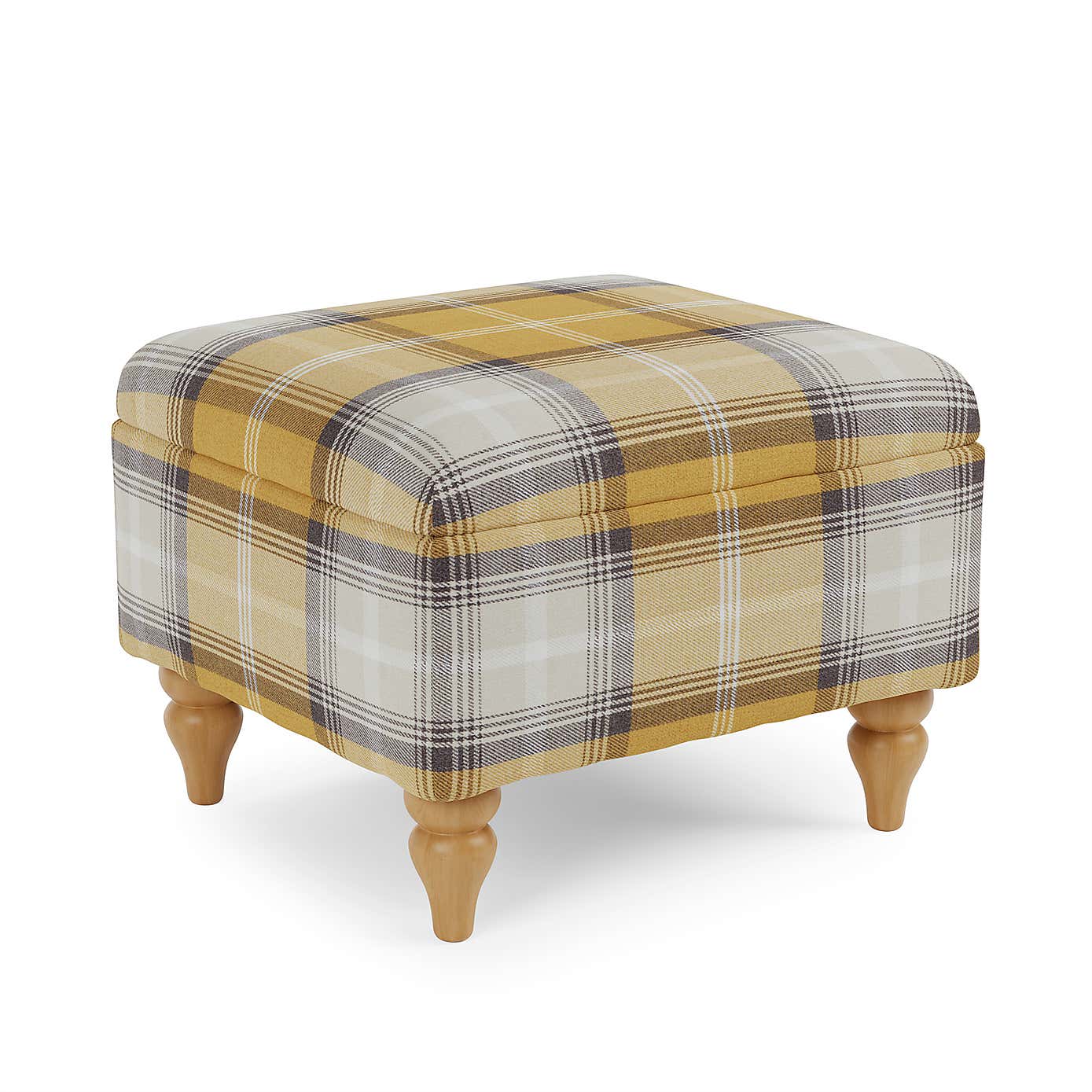 Oswald Check Storage Footstool Tapered Leg