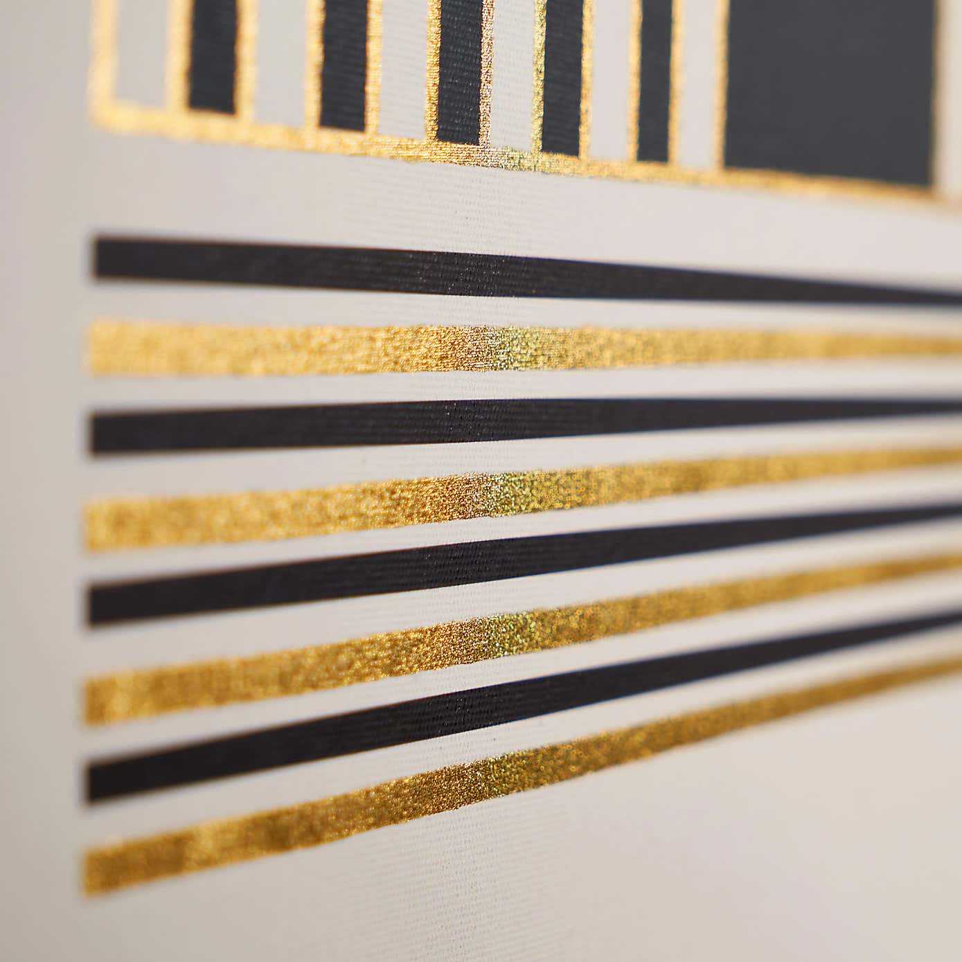 Art Deco Linear Gold Detail Black Framed Print