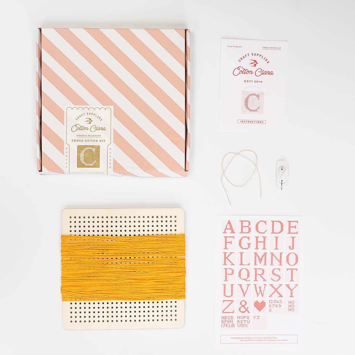 Cotton Clara Pegboard Embroidery Board Kit Mustard