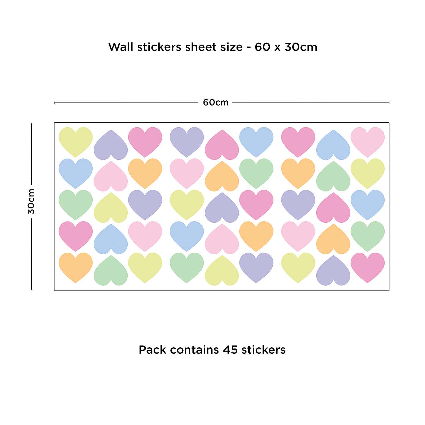 Seersucker Hearts Pastel Wall Stickers