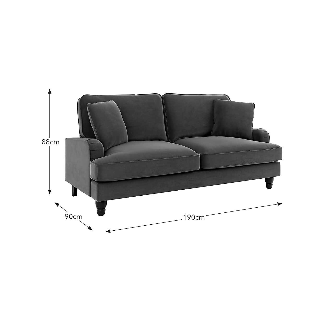 Beatrice Velvet 3 Seater Sofa