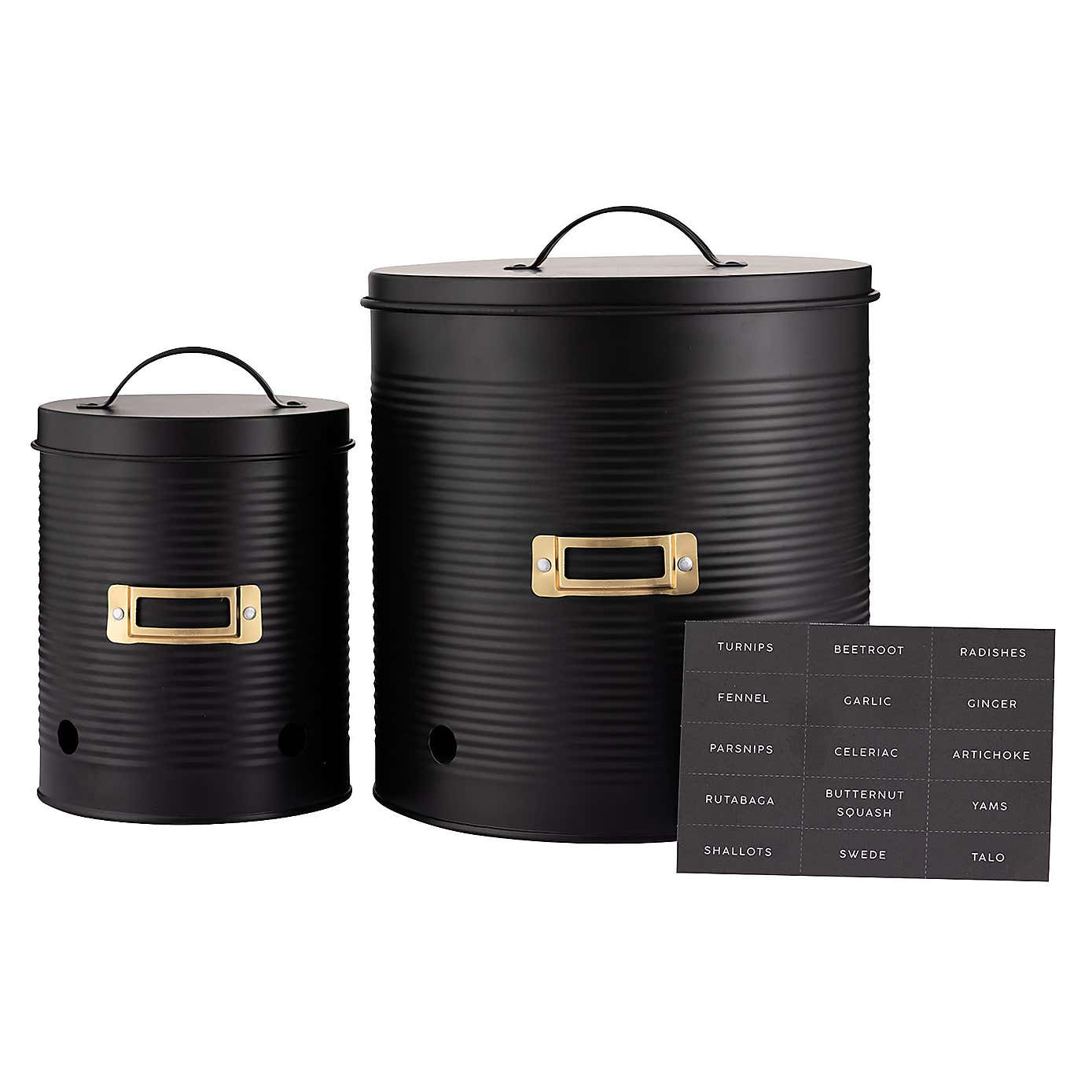 Typhoon Otto Set of 2 Round Black Vegetable Caddies