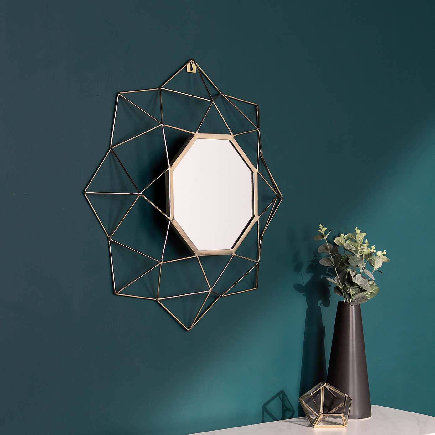 Paoletti Geometric Brass Round Wall Mirror
