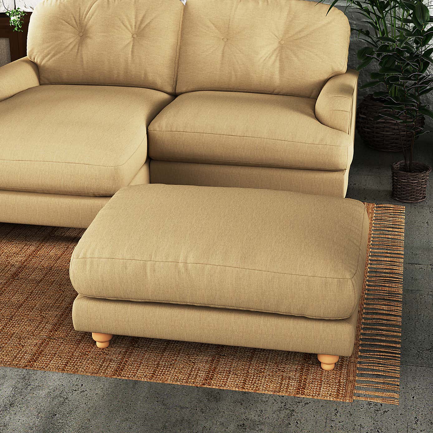 Martha Slub Faux Linen Footstool