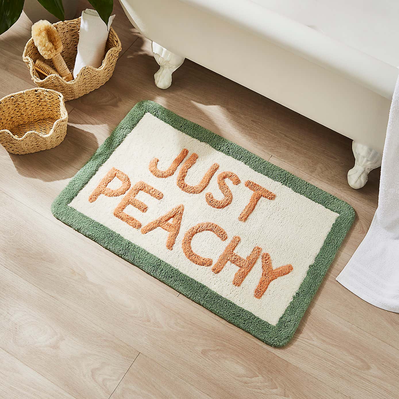Just Peachy Slogan Bath Mat