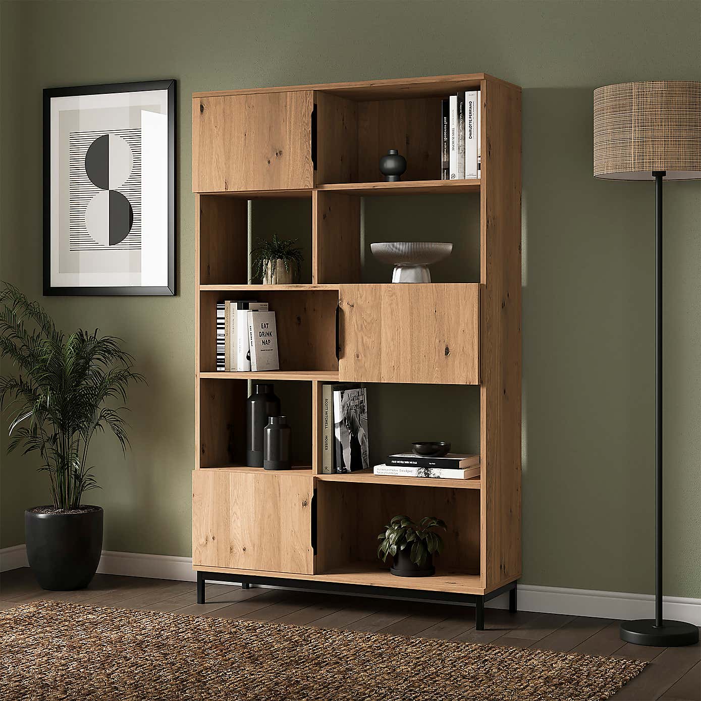 Reynolds Shelving Unit, Rustic Oak Effect  