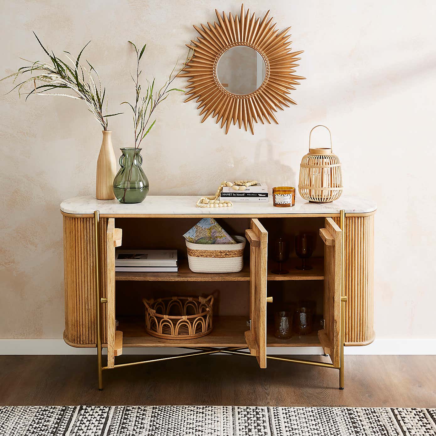 Alina Fluted Large Sideboard, Mango Wood