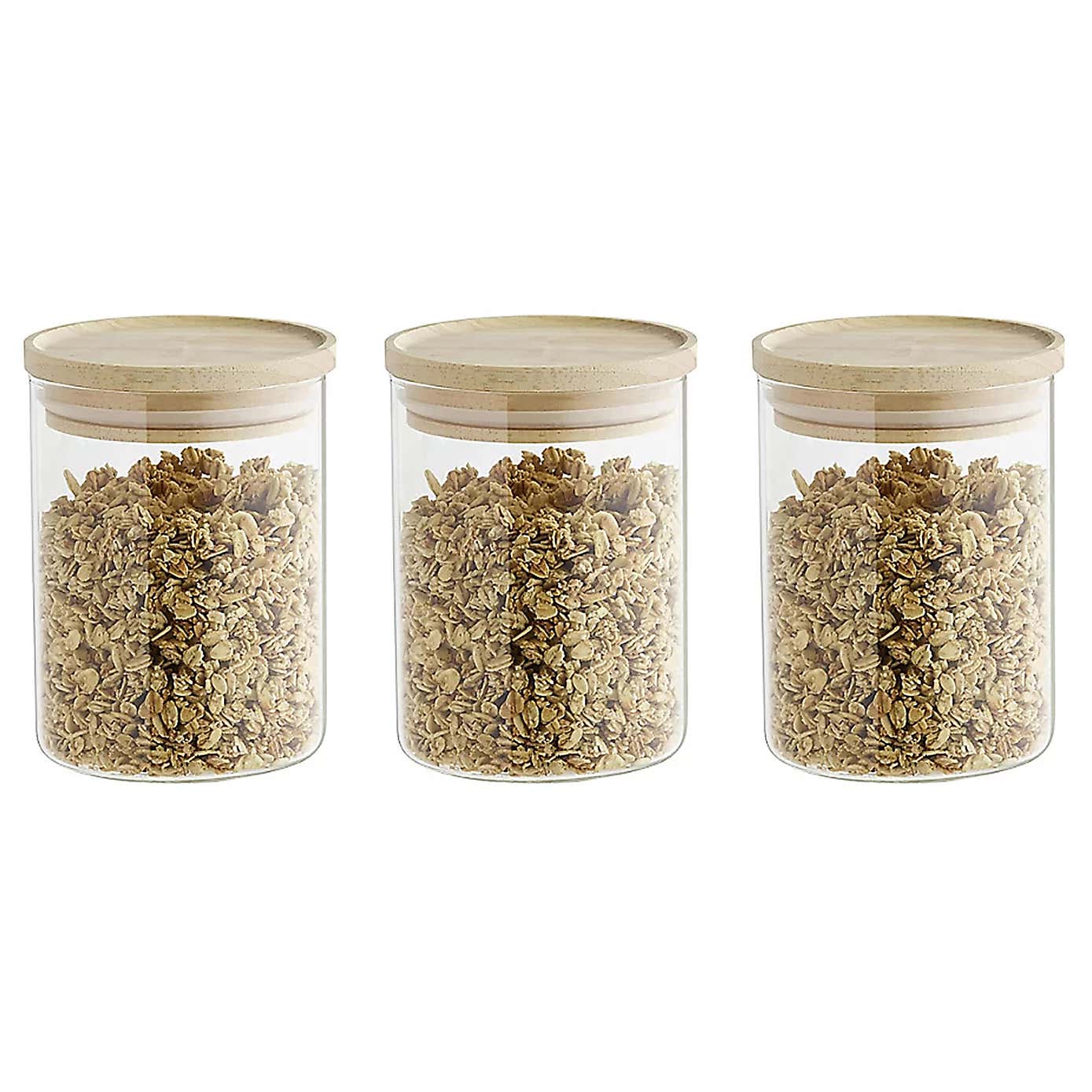 Set of 3 Air Seal Round Glass Storage Jars