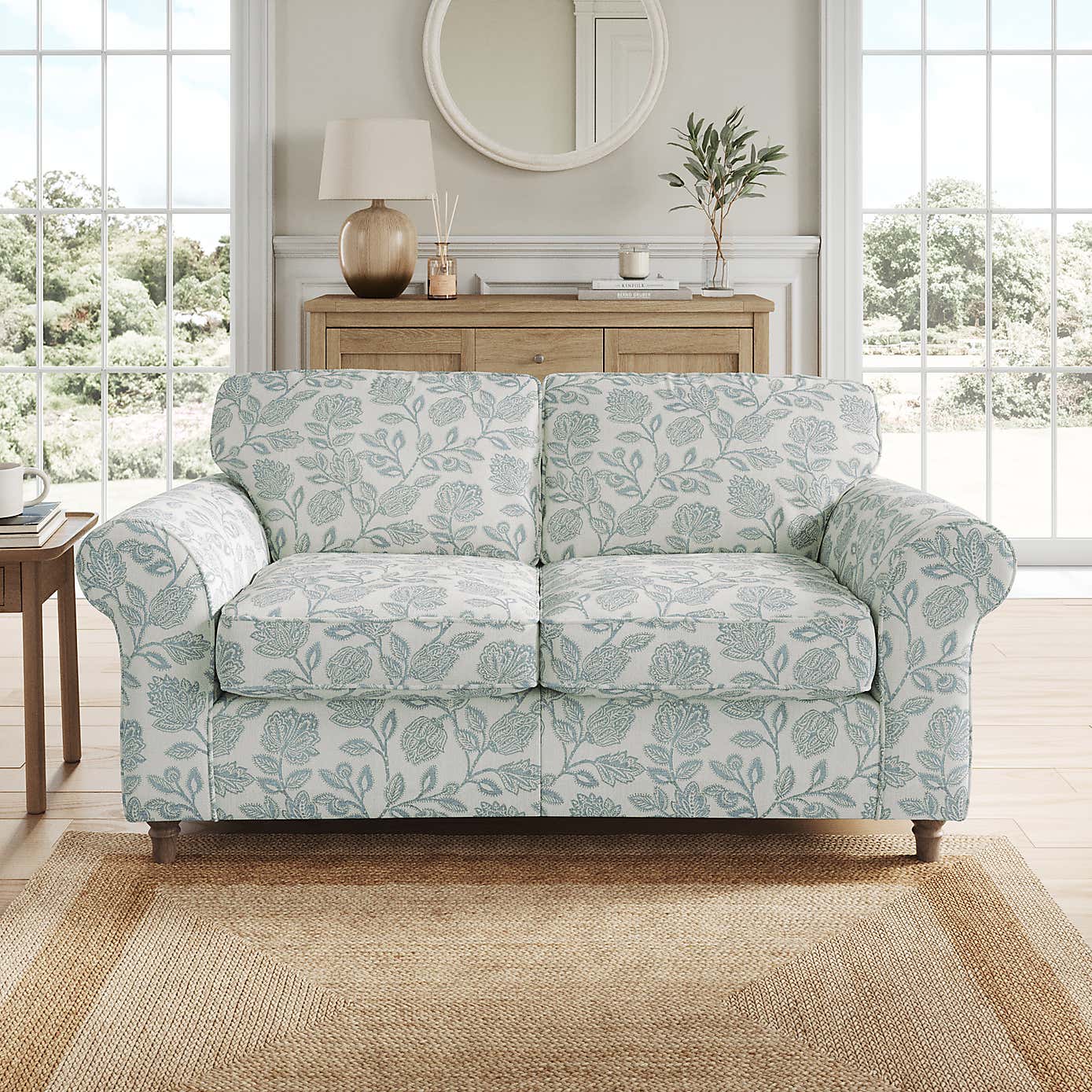 Flori 2 Seater Sofa, Floral Print Fabric