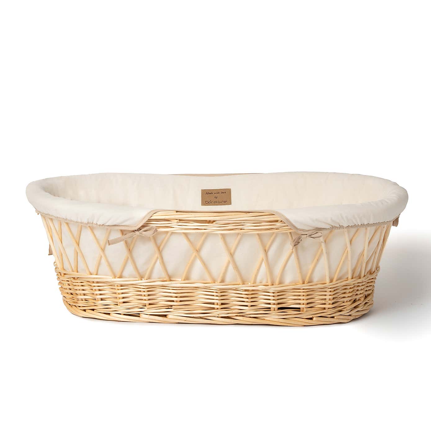 Clair de Lune Organic Wicker Moses Basket With Natural Rocking Stand