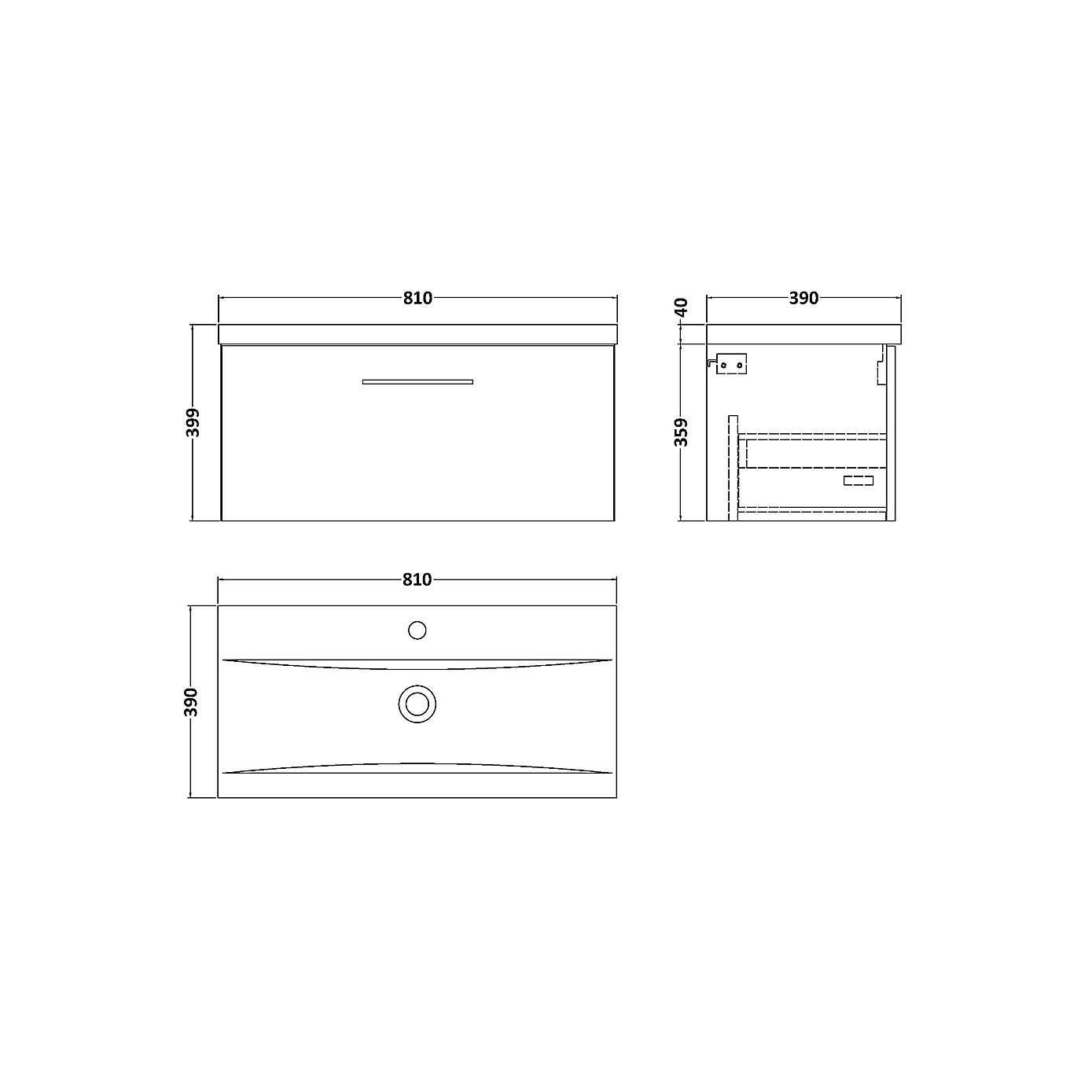 Arno Wall Mounted 1 Drawer Vanity Unit with Basin
