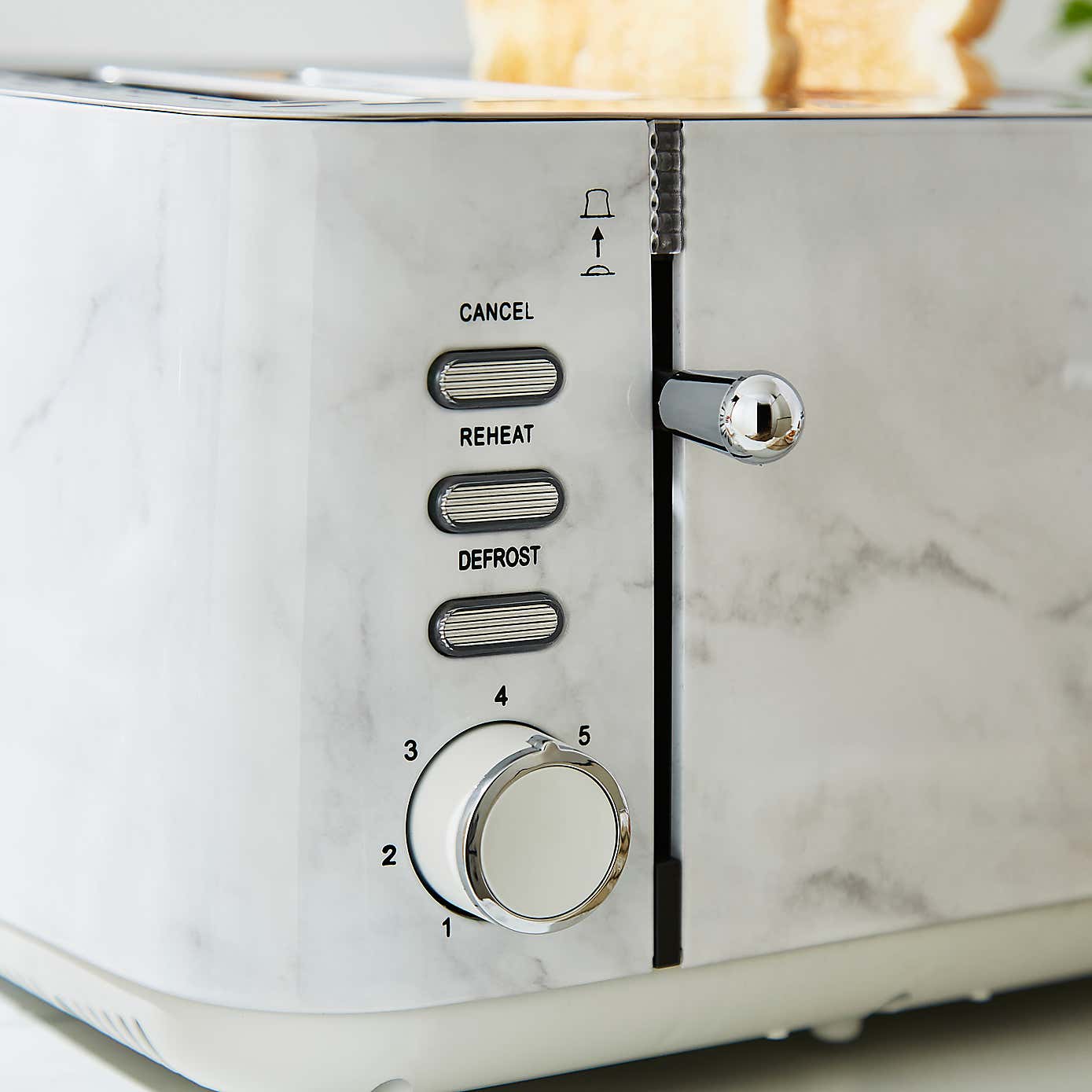 White Marble 4 Slice 1.5KW Toaster