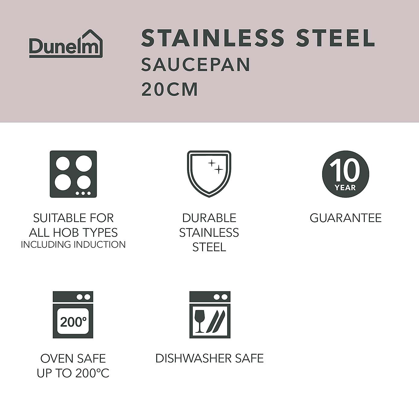 Recycled Stainless Steel Saucepan, 20cm