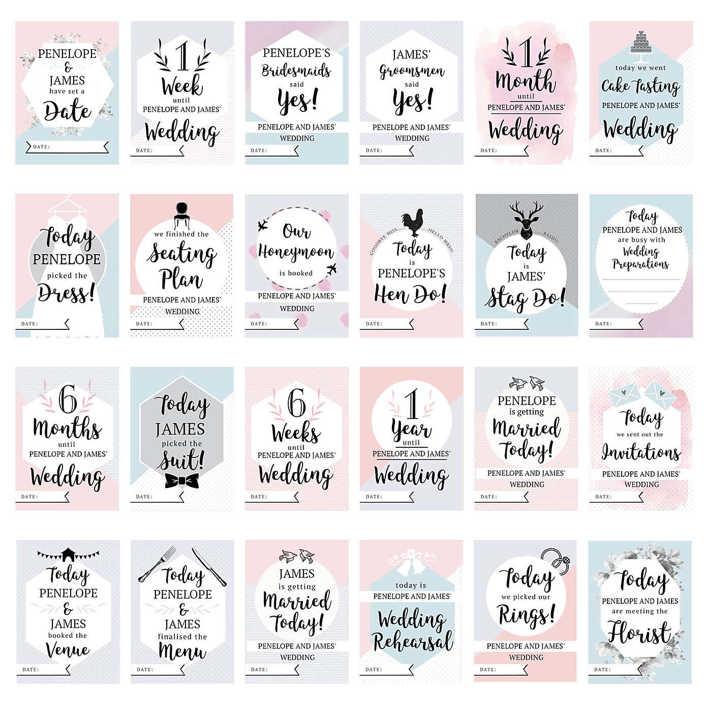 Personalised Wedding Cards Milestone Moments