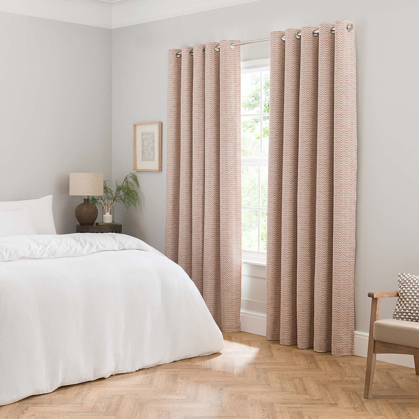 Frankie Herringbone Blackout Eyelet Curtains