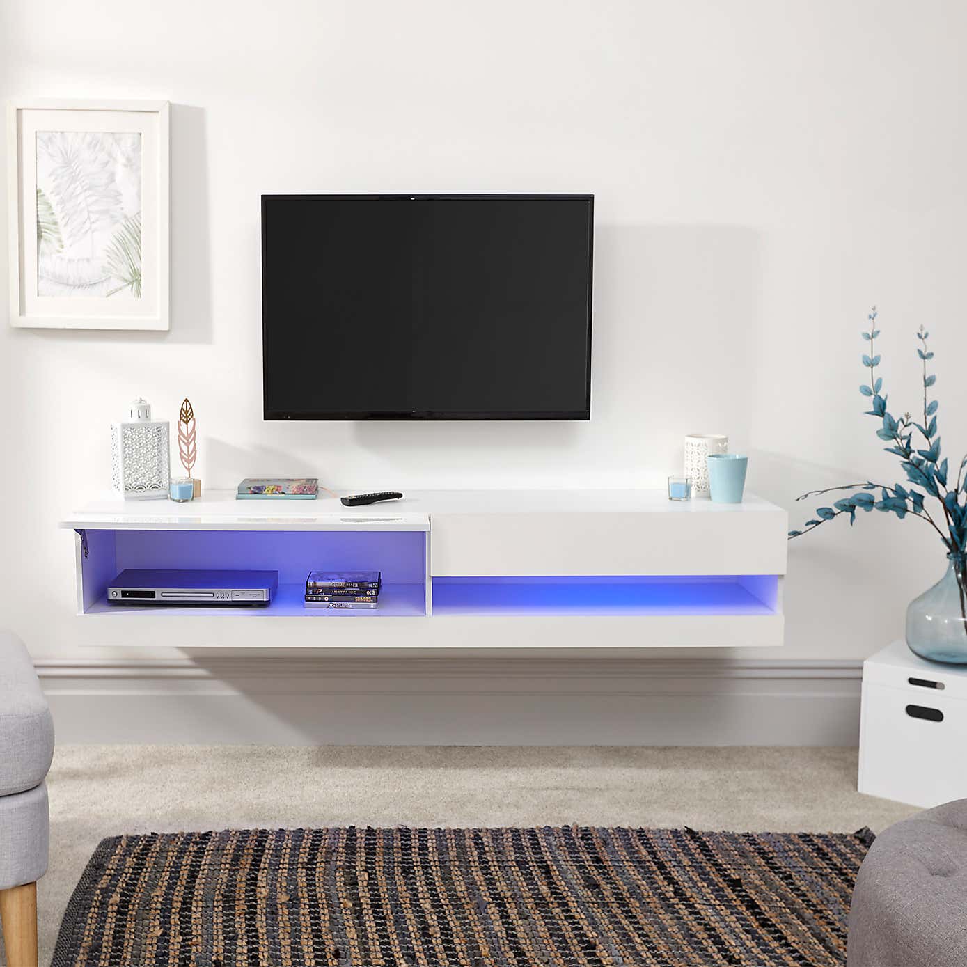 Galicia LED Extra Wide Floating Wall TV Unit for TVs up to 80"