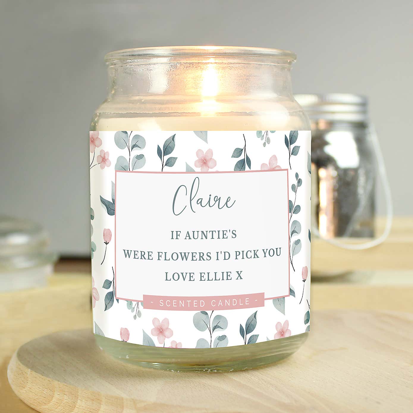 Personalised Floral Large Lidded Scented Jar Candle