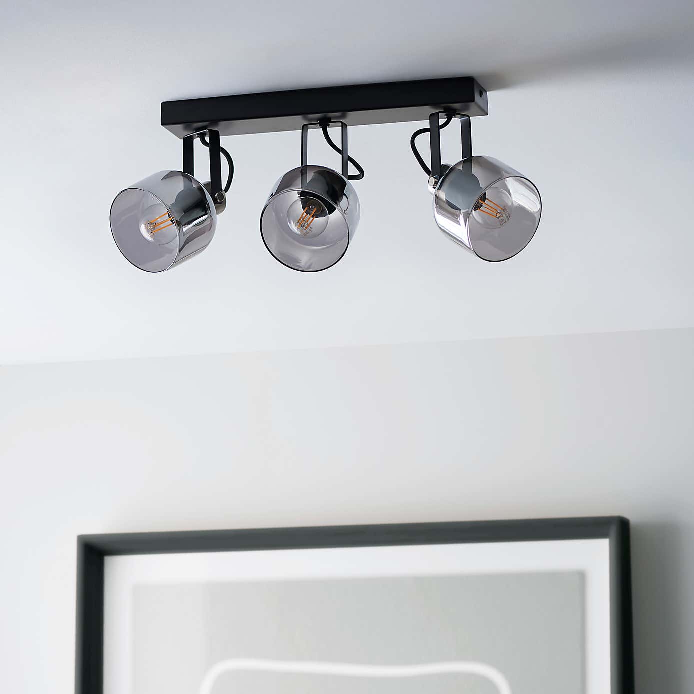 Palazzo 3 Light Smoked Glass Spotlight Bar