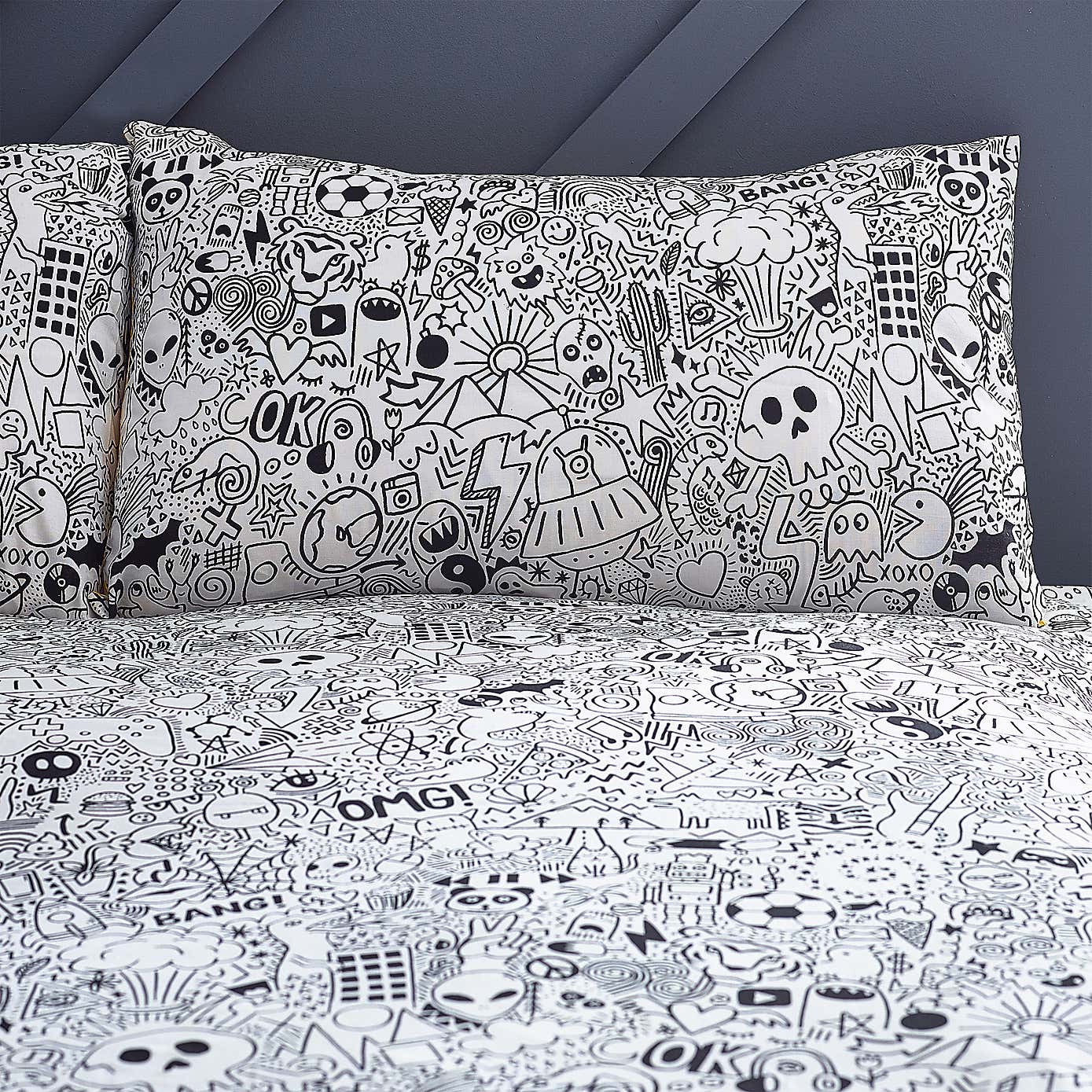 Style Lab Doodles Duvet Cover and Pillowcase Set
