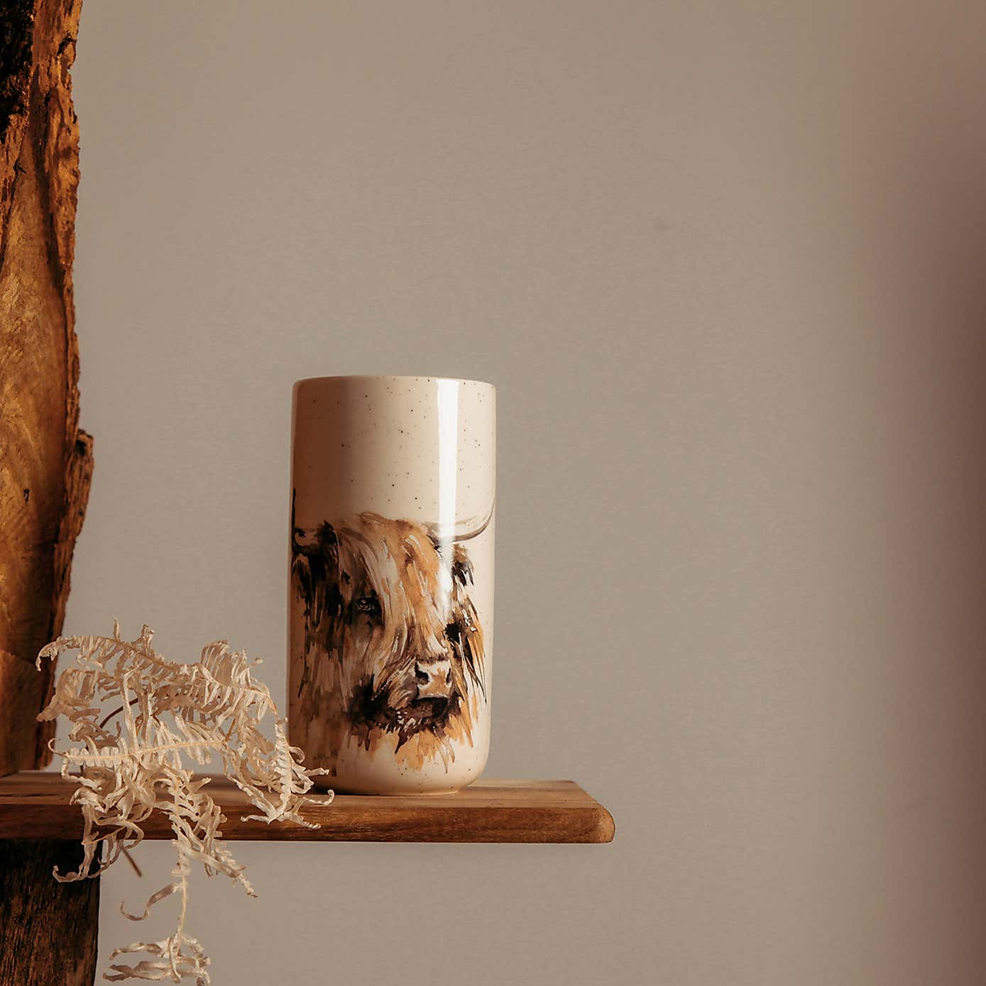 Meg Hawkins Tall Ceramic Highland Cow Vase