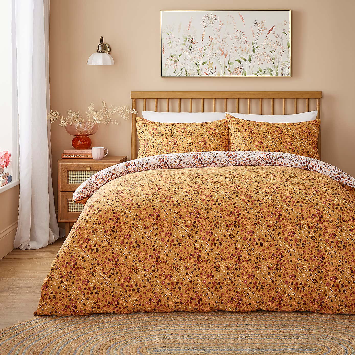 Novie Floral Polycotton Duvet Cover & Pillowcase Set