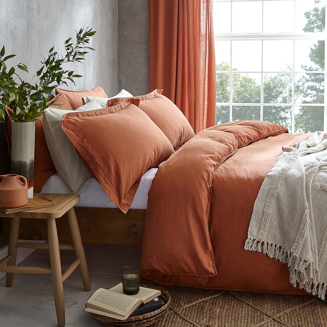 Cotton Linen White Duvet Cover & Pillowcase Set