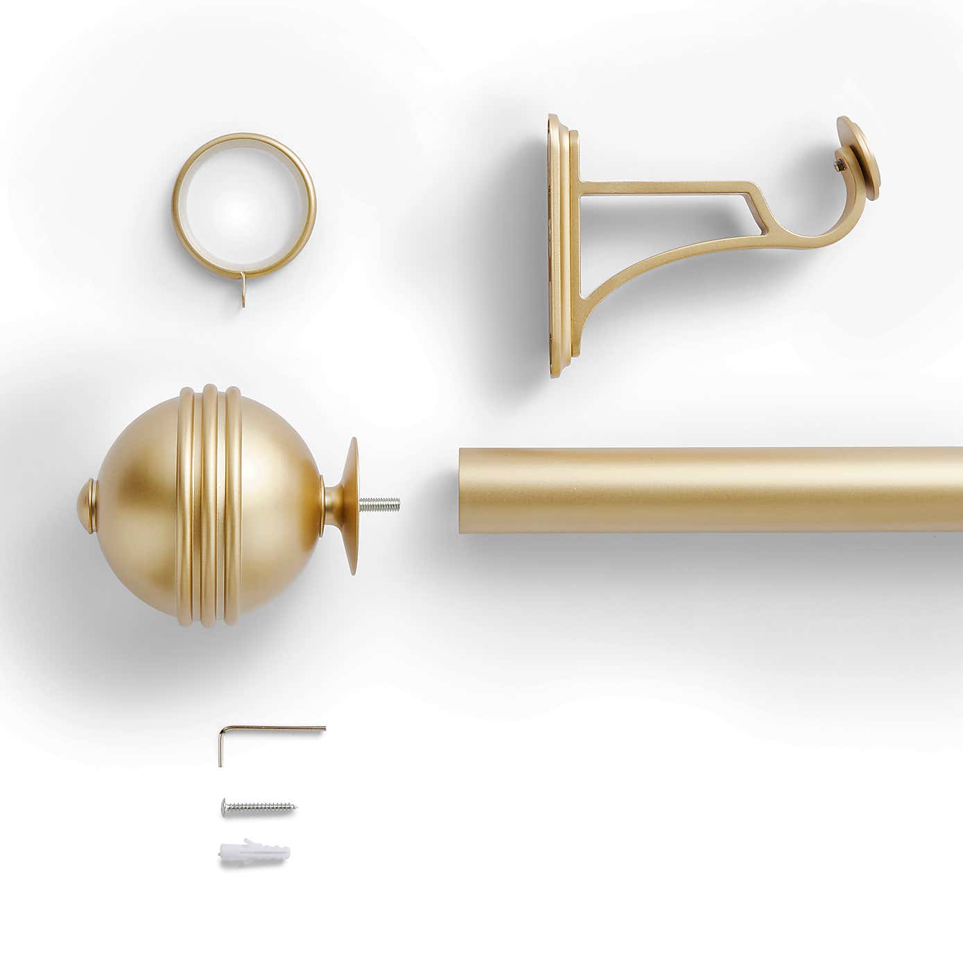 Traditional Ball Fixed Metal Curtain Pole with Rings