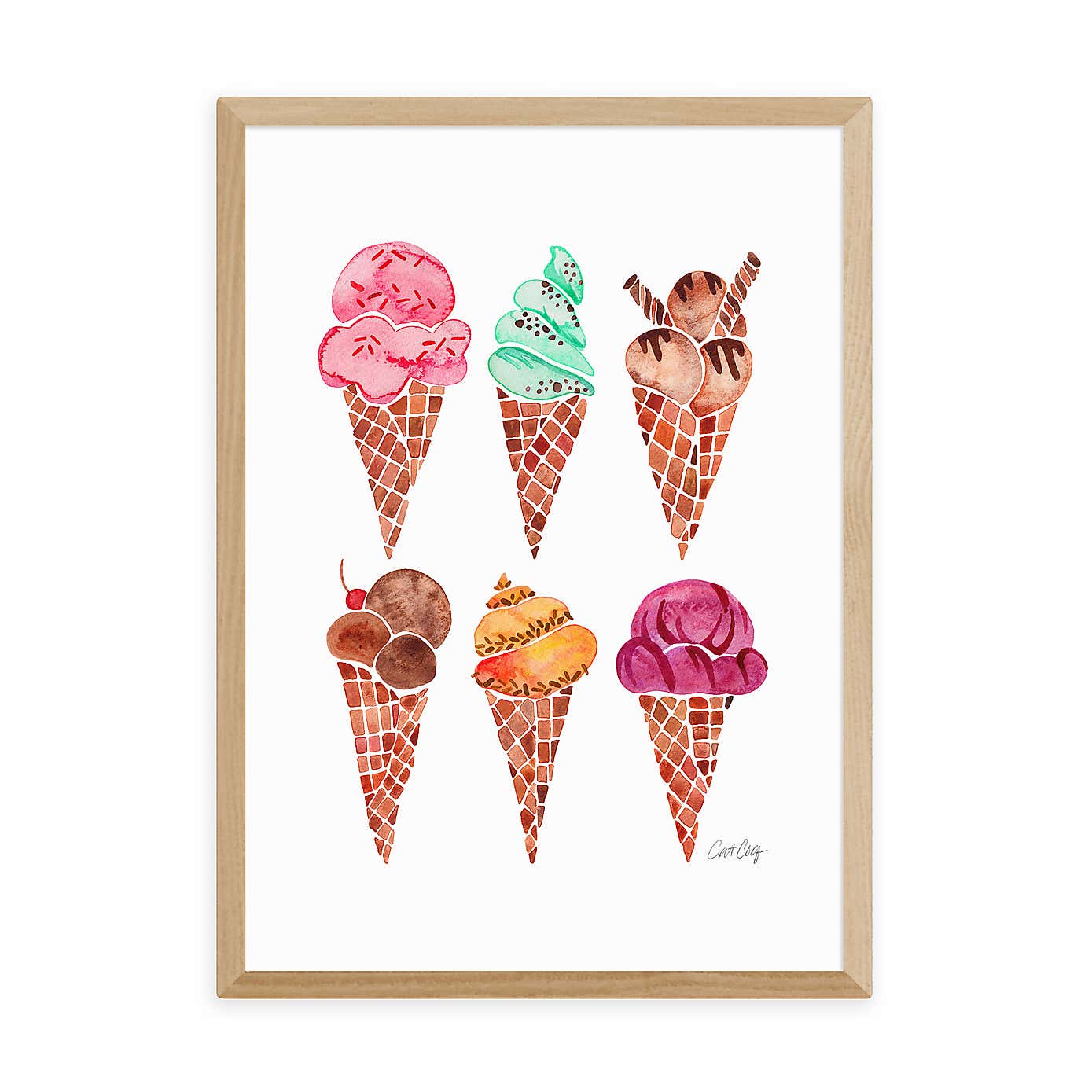 East End Prints Rainbow Ice Cream Cones Print