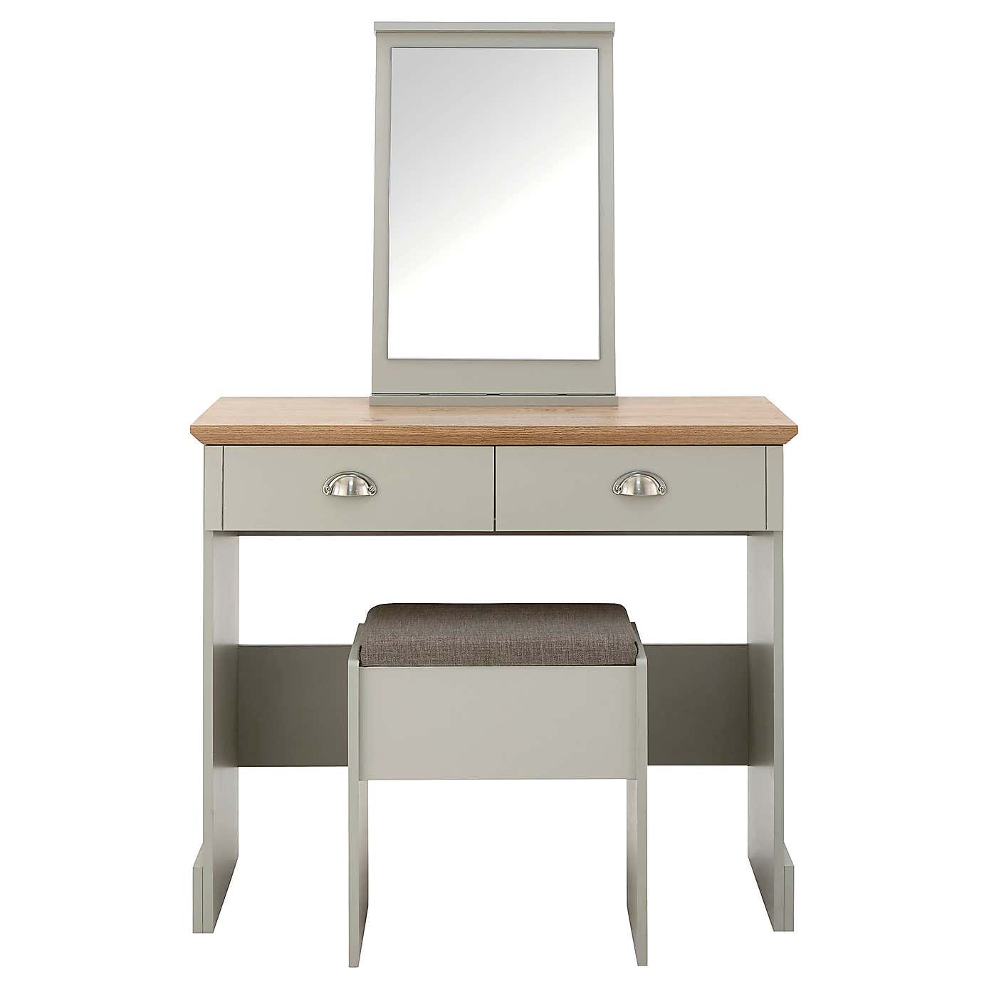 Kendal 2 Drawer Dressing Table Set with Mirror, Grey