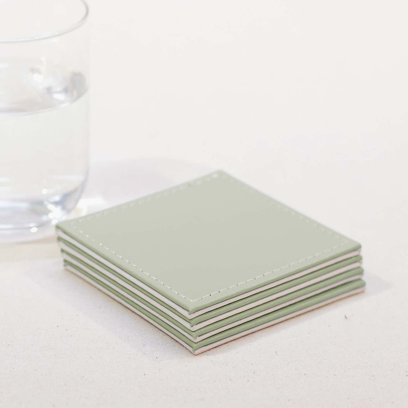 Pack of 4 Reversible Grey Faux Leather Coasters