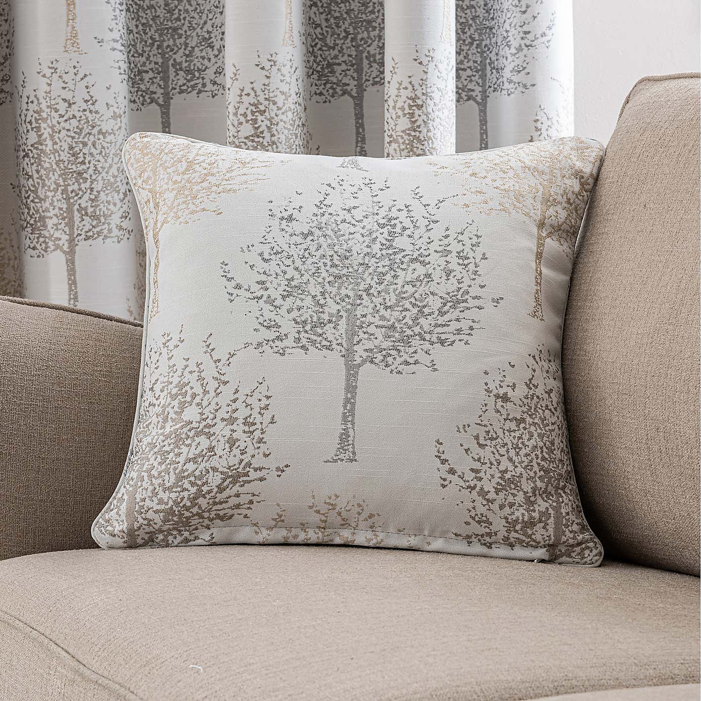 Jacquard Trees Pencil Pleat Curtains