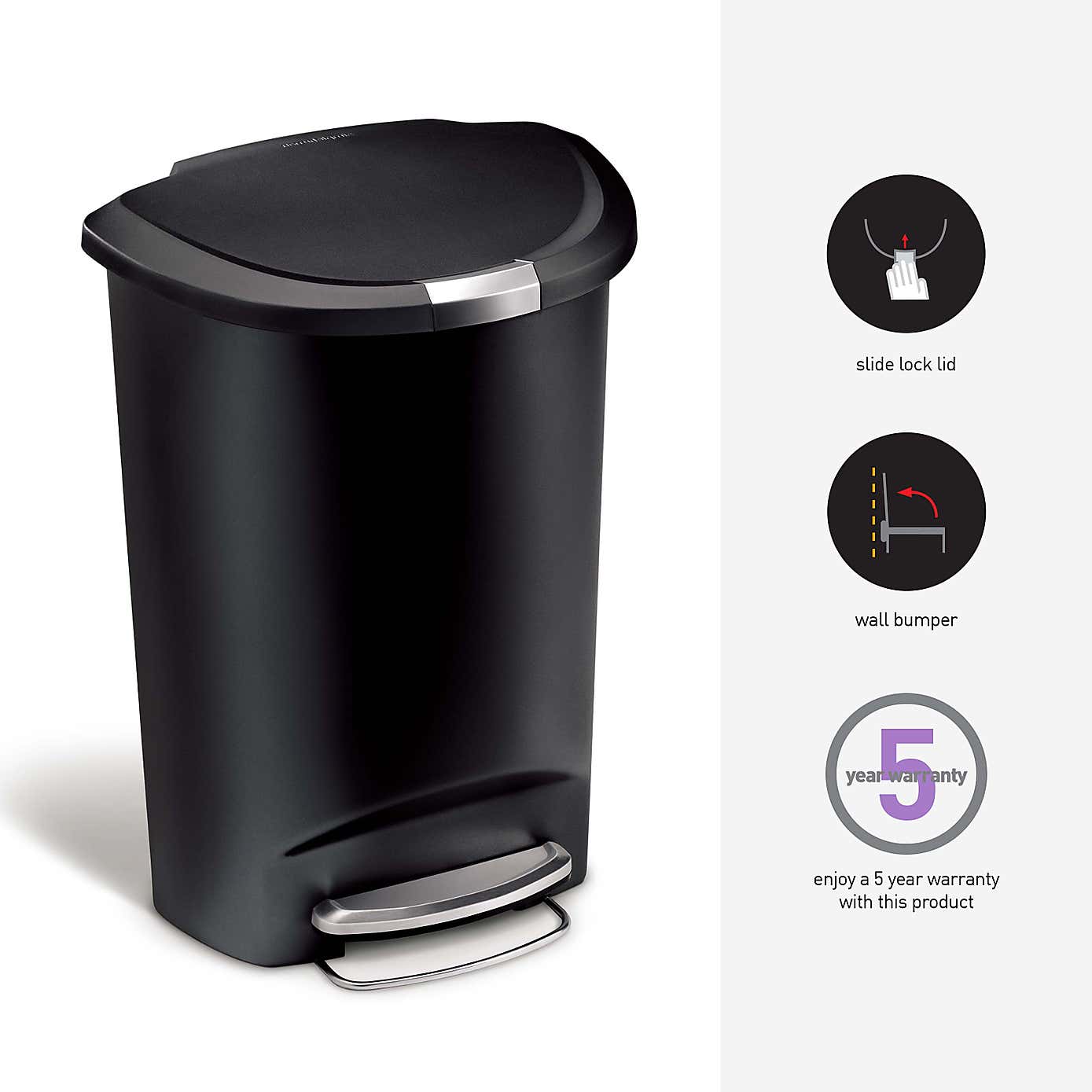 Simple Human 50 Litre Semi-Round Pedal Bin