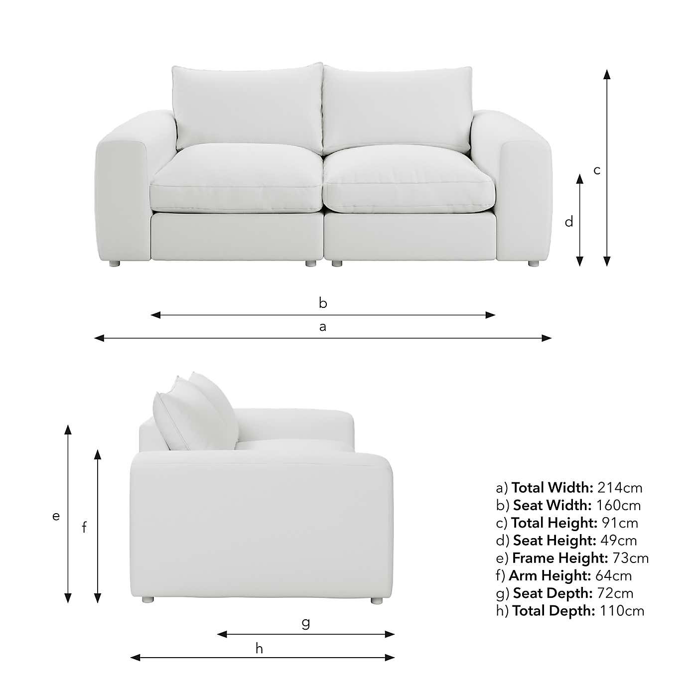 Full Circle Austin Cosy Velvet 4 Seater Sofa, Navy