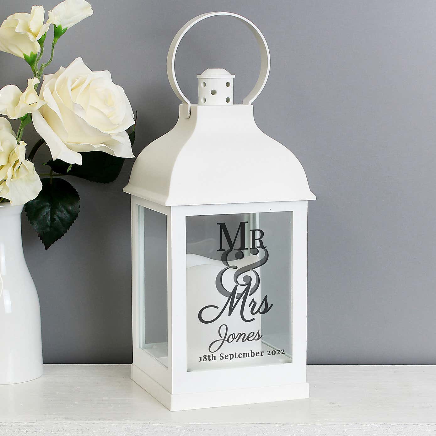 Personalised Mr and Mrs White Lantern