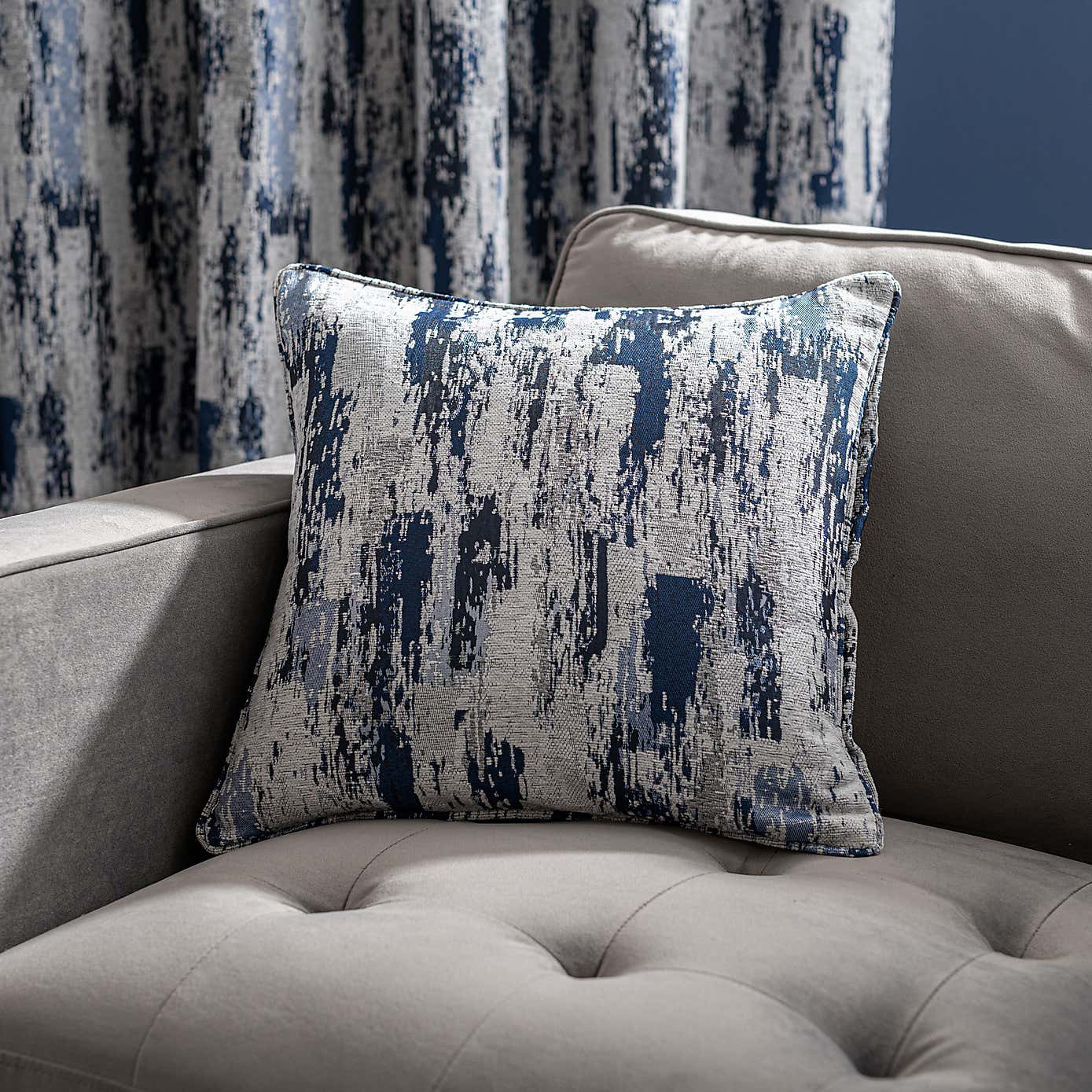 Abstract Global Navy Cushion