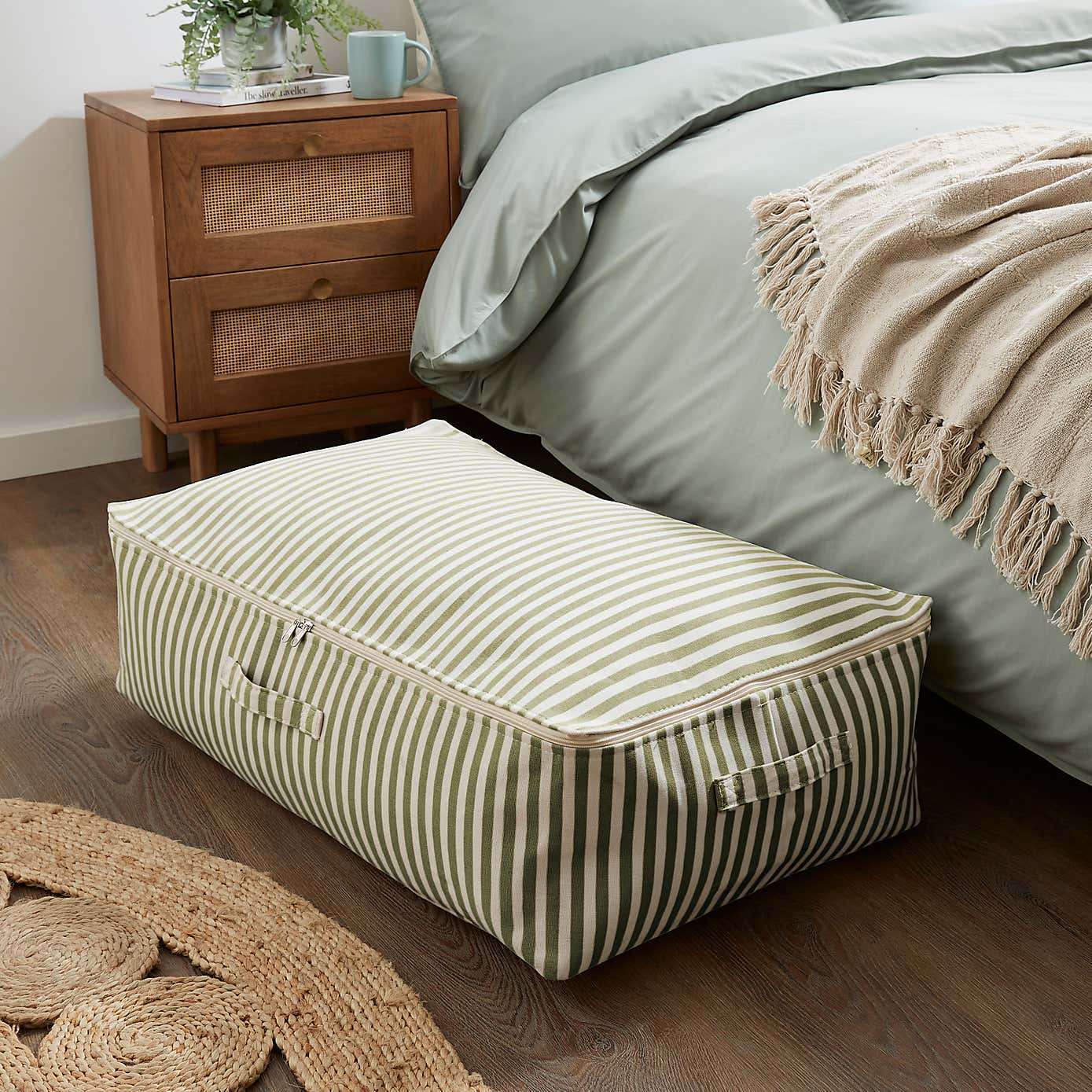 Striped Underbed Storage Storage Bag