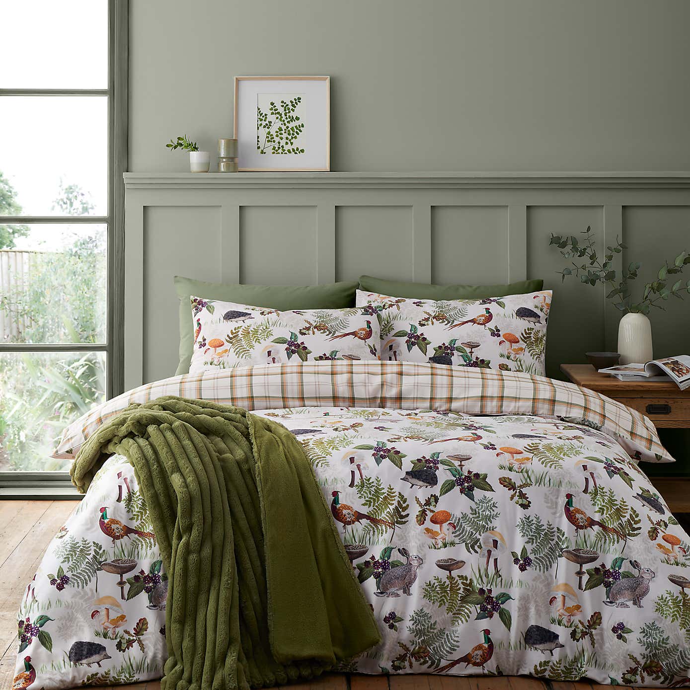 Catherine Lansfield Soft Velvet Woodland Walk Duvet Cover Set