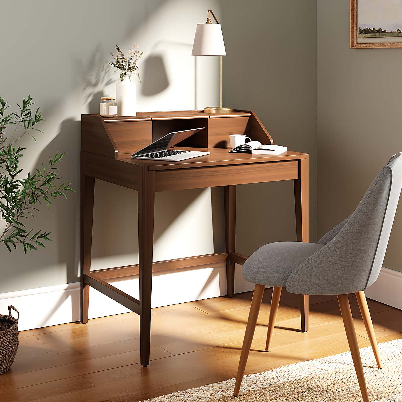 Knowle Compact Pull Out Oak Desk