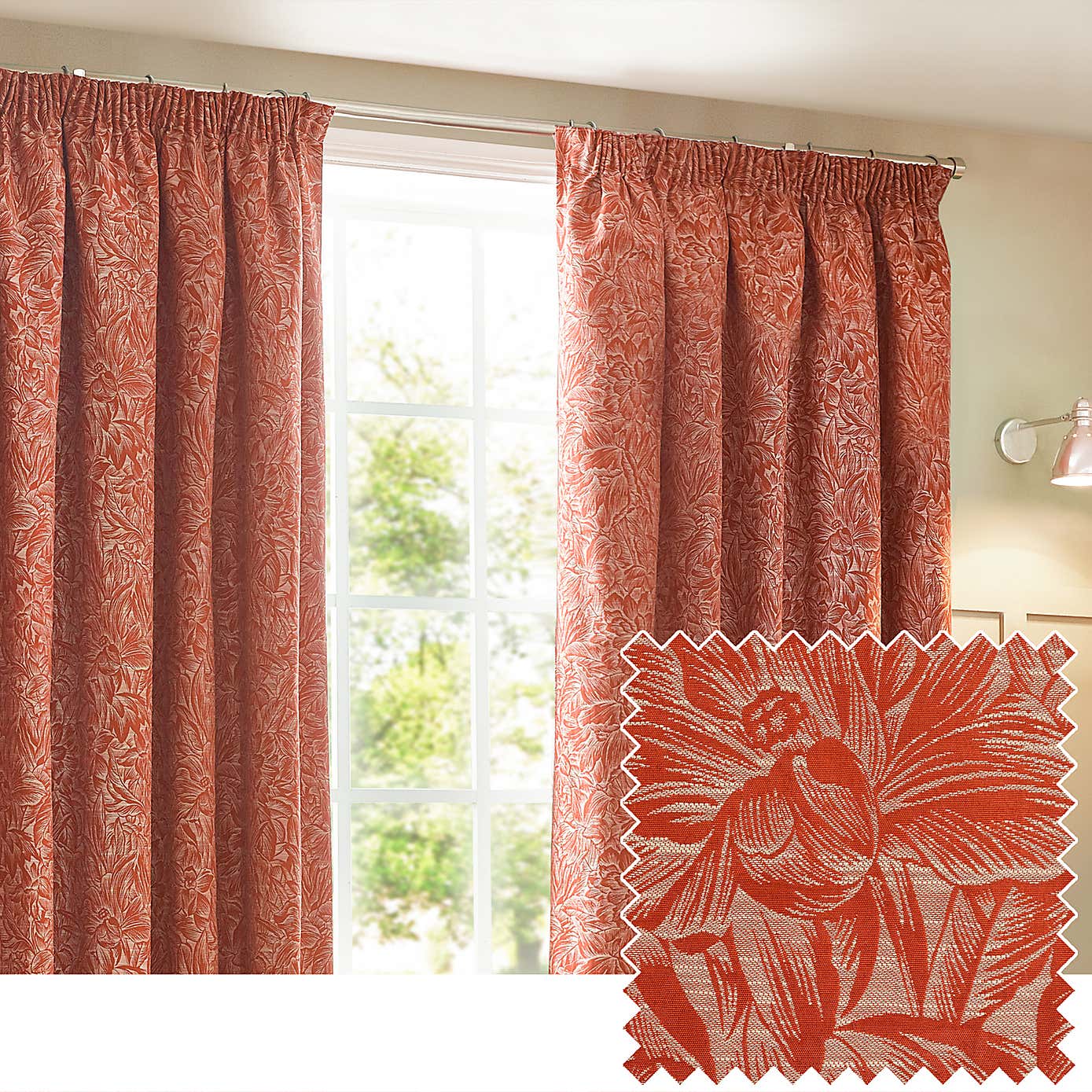 Grantley Brick Pencil Pleat Curtains