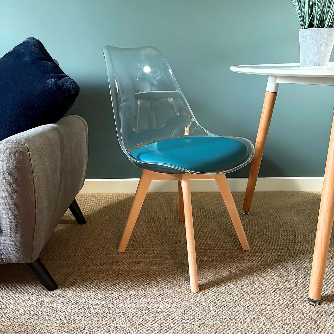 Fusion Living Soho Clear Plastic Dining Chair with Squared Legs