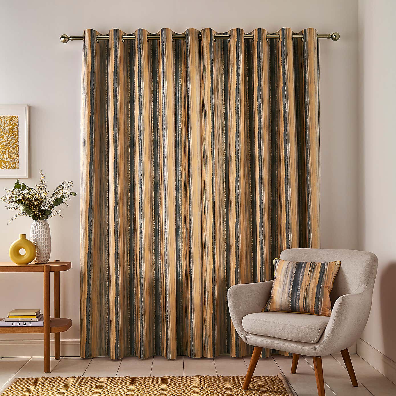 Watercolour Stripe Eyelet Curtains